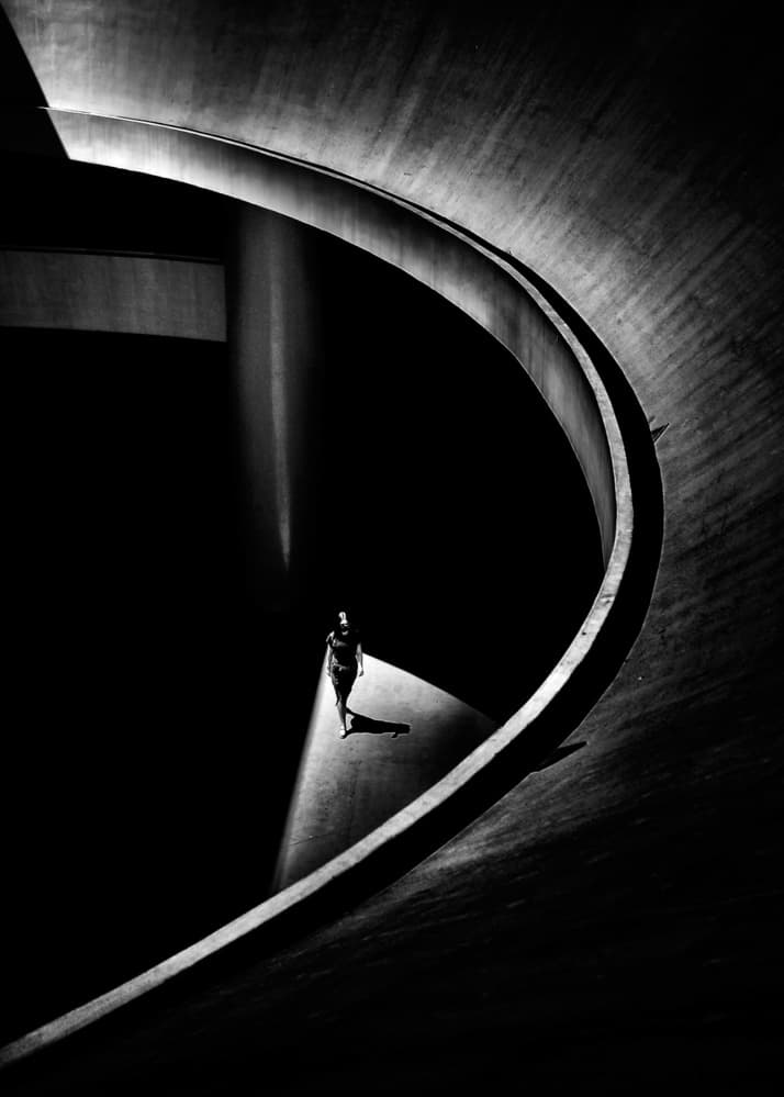 Solitary Figure Curved Light by Antonio Grambone — canvas wall art