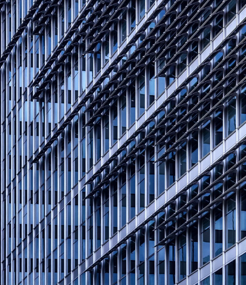 Modern Blue Glass Facade by Jef Van den Houte — canvas wall art