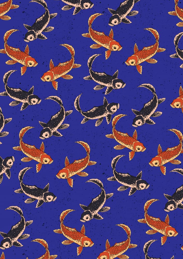 Blue Koi Pattern by Nicholas — canvas wall art