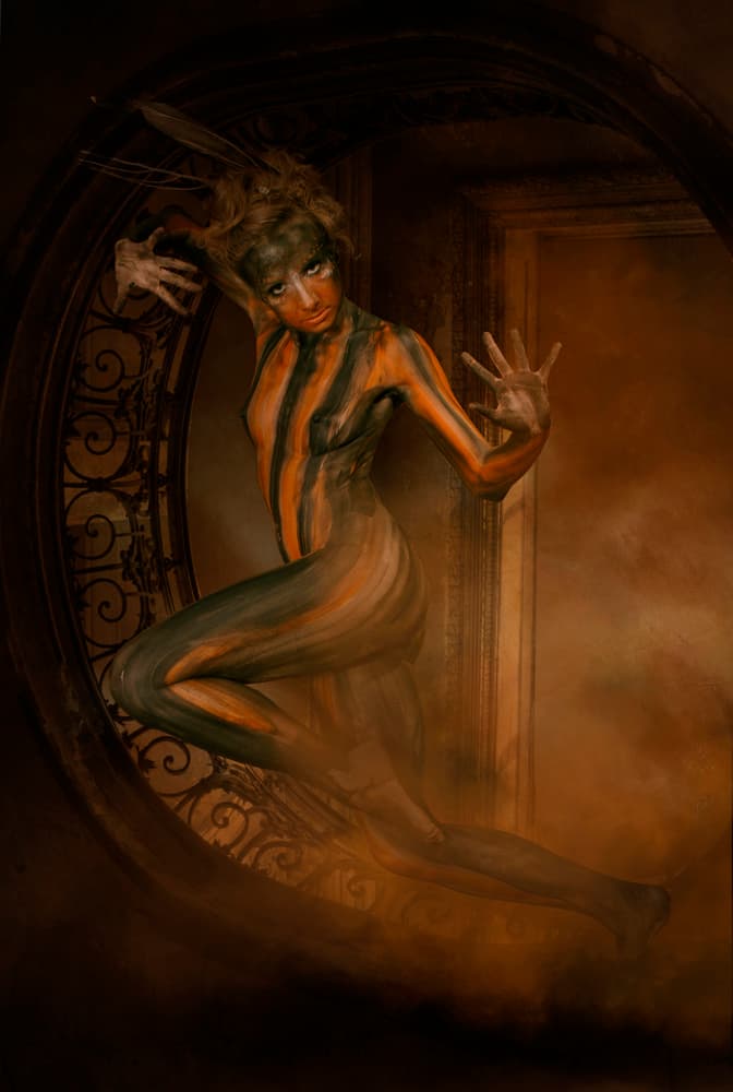 Captivating Striped Woman by Christine von Diepenbroek — canvas wall art
