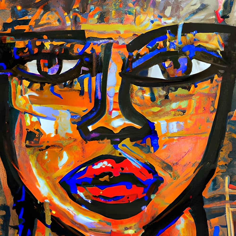 Vibrant Abstract Portrait by Stefan Bammert — canvas wall art