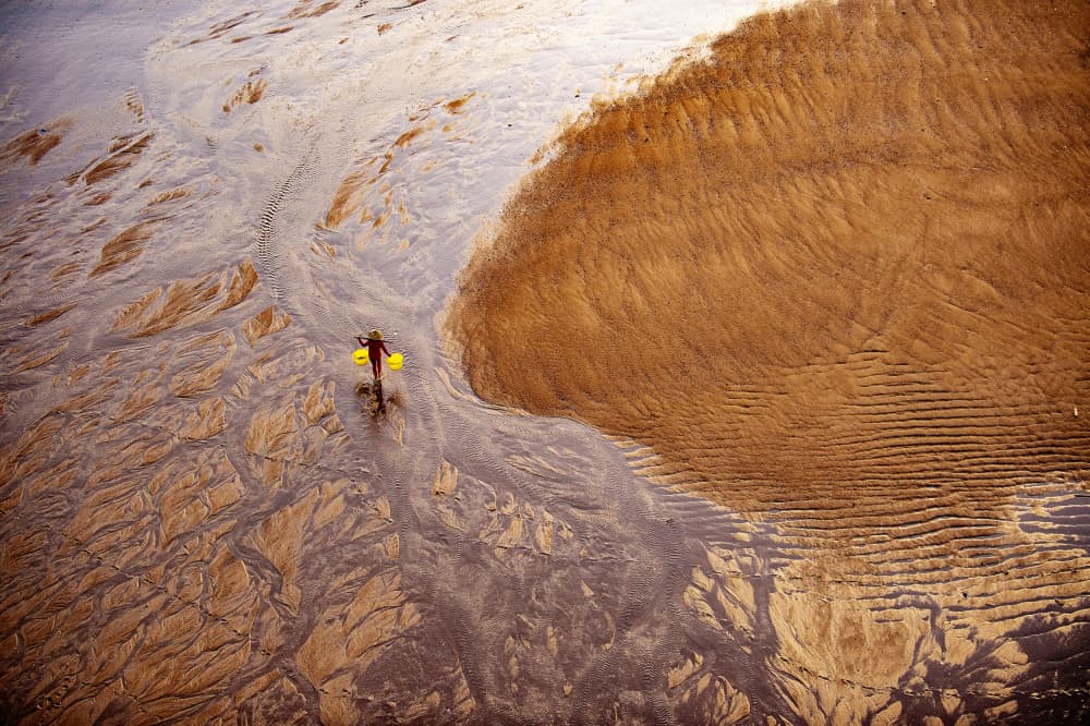 Beach Walker Sand Patterns by Gina Buliga — canvas wall art