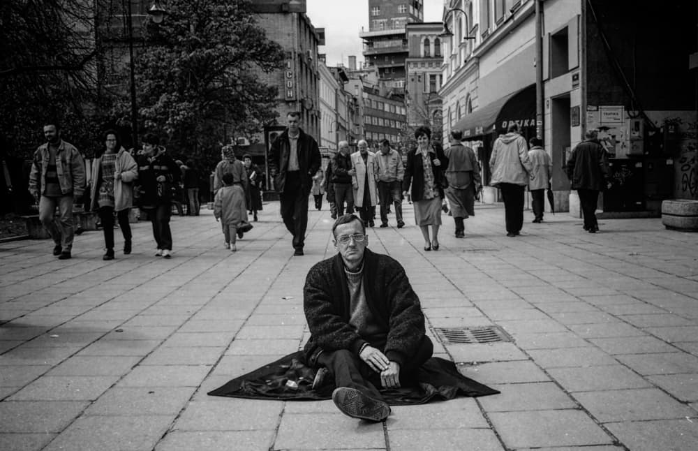 Pensive Man City Street by Bez Dan — canvas wall art