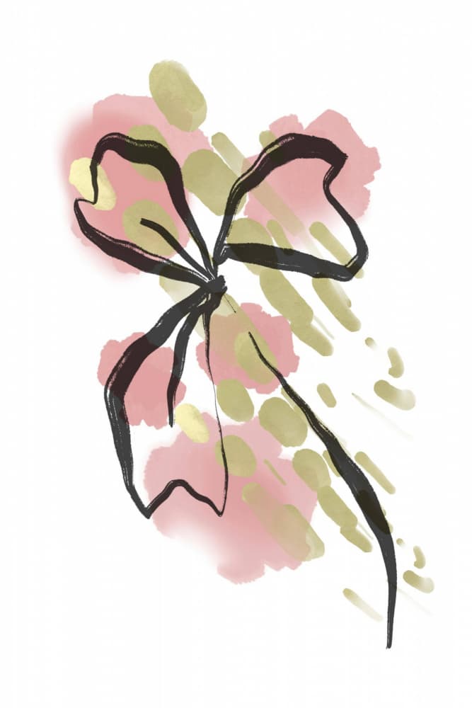 Blush Green Bow by Sally Ann Moss — canvas wall art