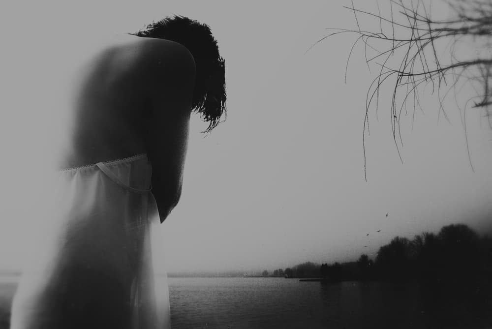 Woman By Misty Lake by Bogdan Bouşcă — canvas wall art