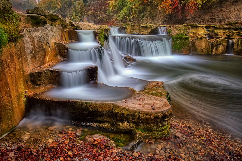 Autumn Cascading Waterfalls by Judith Kuhn — canvas wall art
