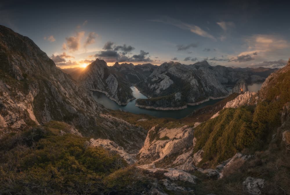 Majestic Mountain Lake Sunset by Carlos Gonzalez — canvas wall art
