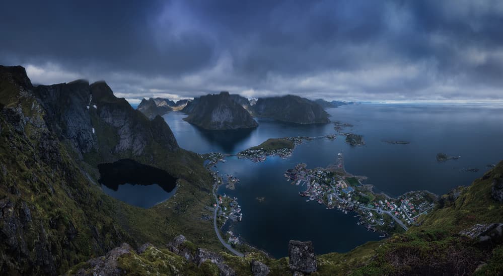 Dramatic Island Village Landscape by Carlos F. Turienzo — canvas wall art