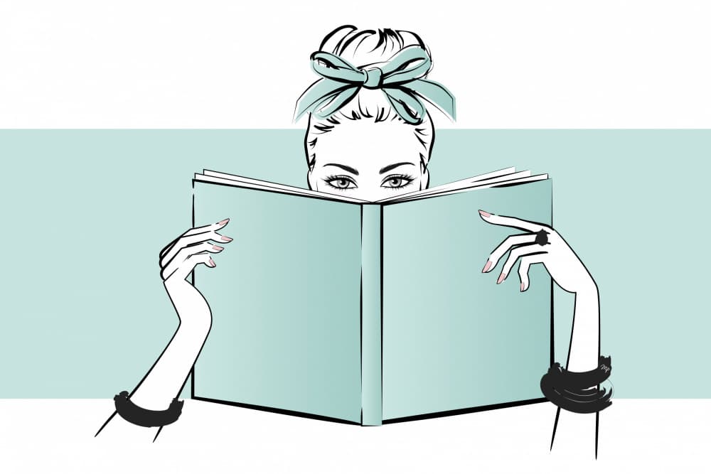 Chic Woman Reading by Martina — canvas wall art
