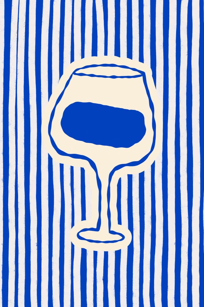 Blue Striped Wine Glass by Treechild — canvas wall art