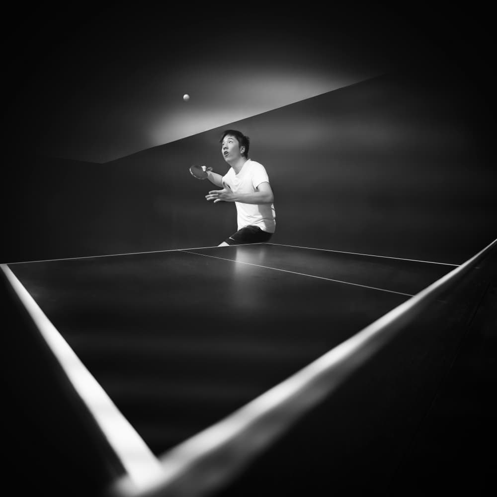 Focused Ping Pong Action by Aidong Ning — canvas wall art