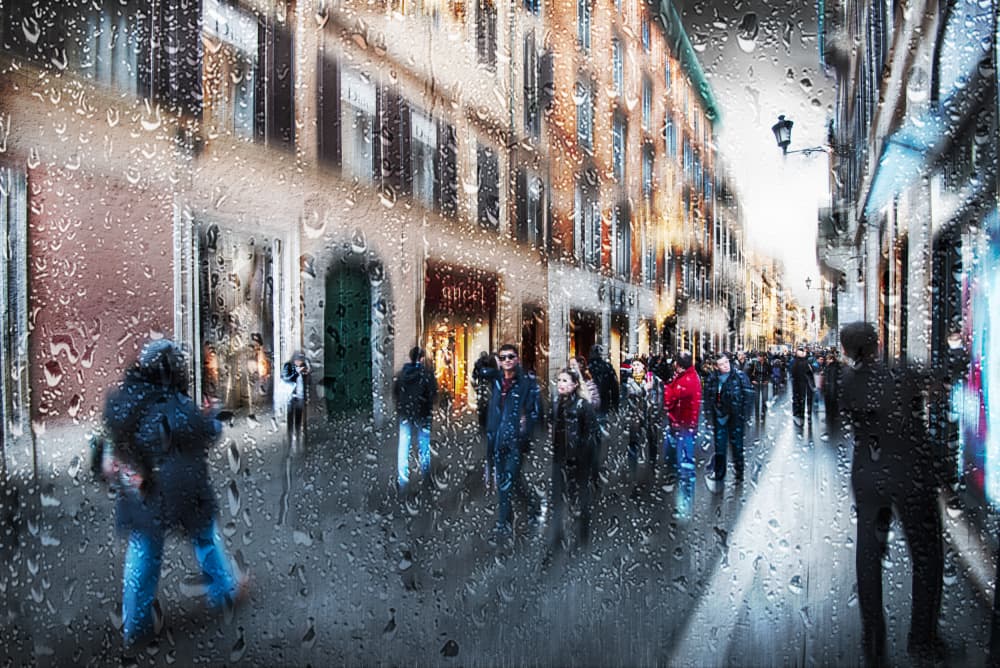 Rainy City Street by Nicodemo Quaglia — canvas wall art