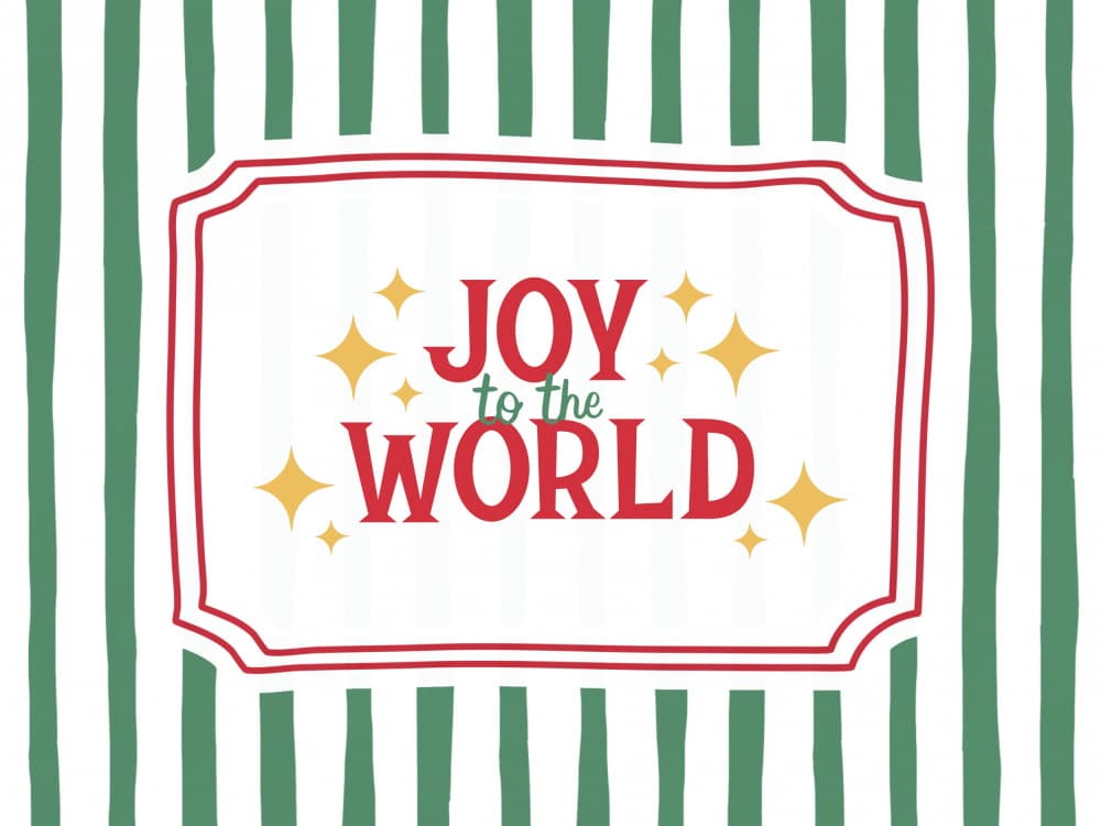 Joy To The World Stripes by Jolly and Dash — canvas wall art