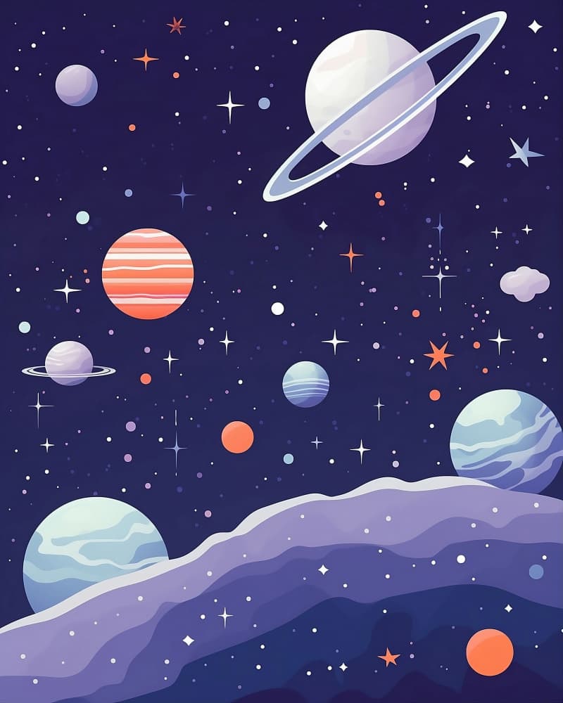 Whimsical Space Planets by Emiliano Deificus — canvas wall art