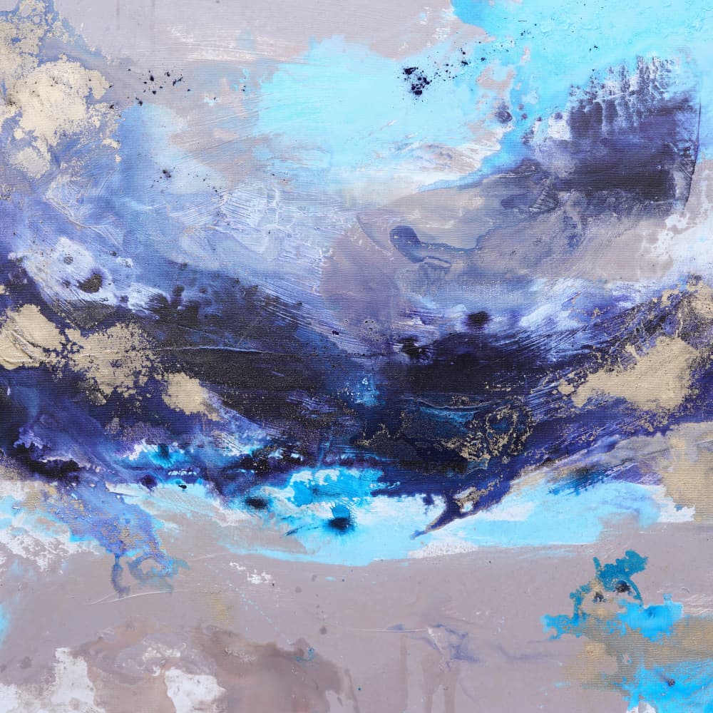 Deep Blue Golden Flow by Françoise Wattré — canvas wall art