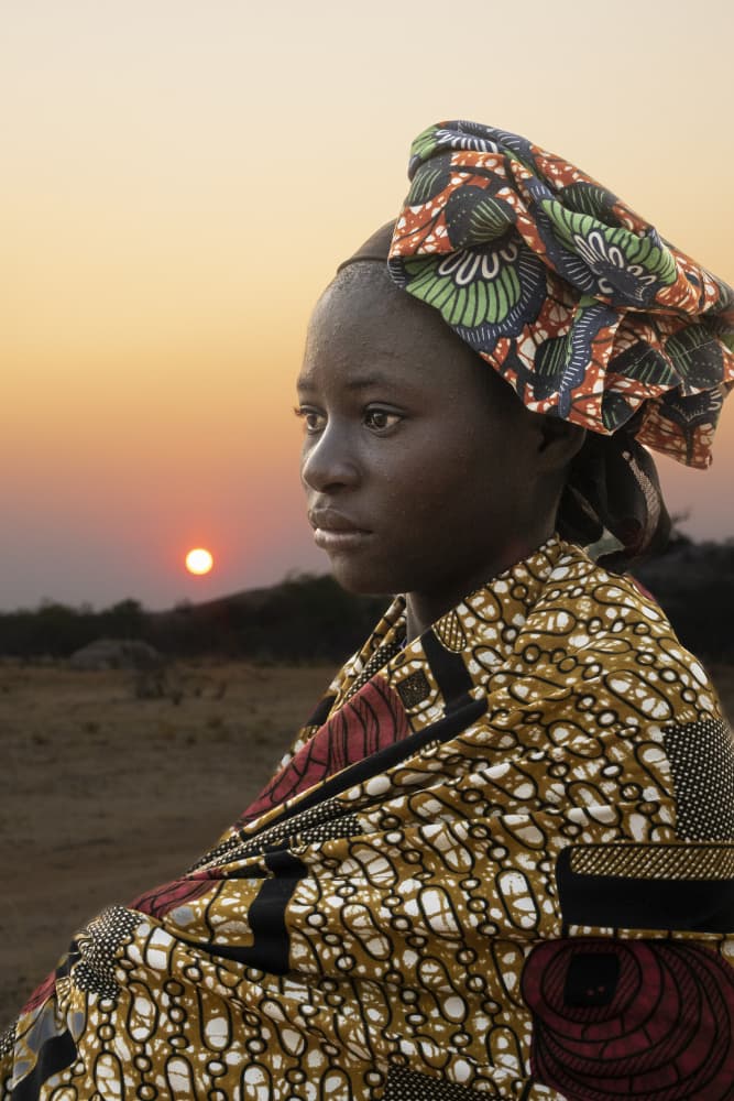 African Girl Golden Sunset by Elena Molina — canvas wall art