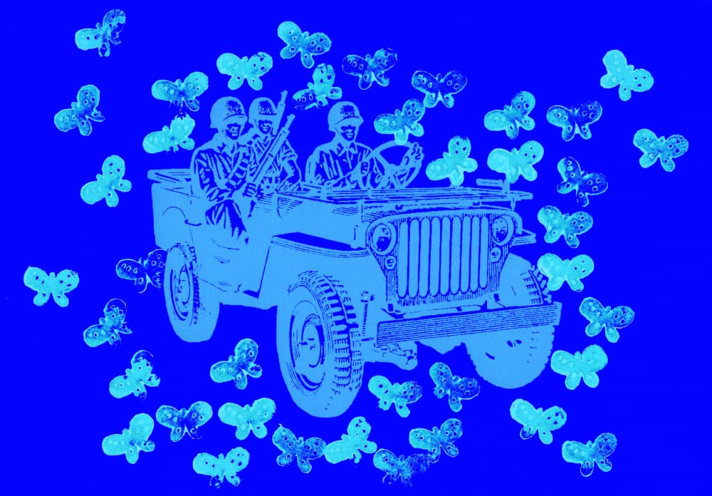 Soldiers Amidst Butterflies by Santhosh ch — canvas wall art