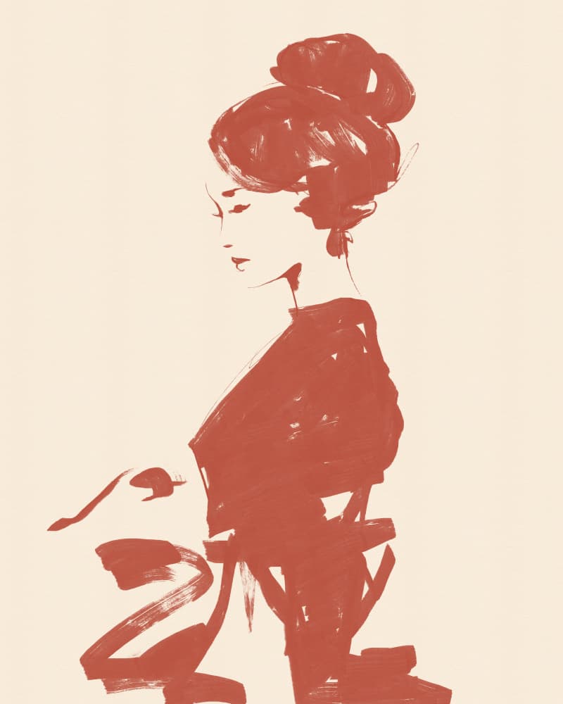 Serene Kimono Portrait by CATS AND DOTZ — canvas wall art