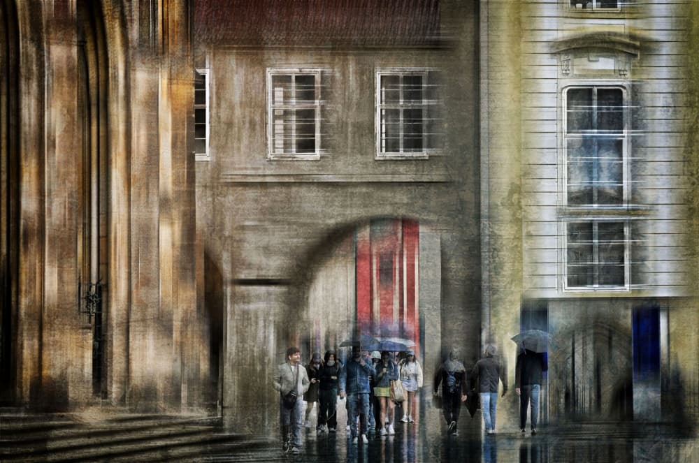Rainy City Stroll by Raffaele Corte — canvas wall art