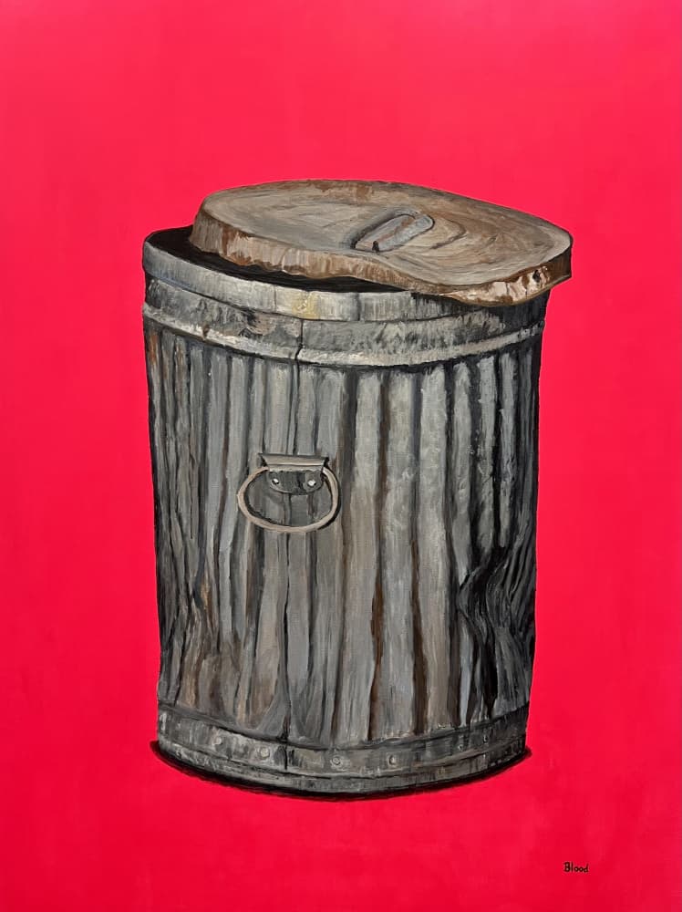 Rustic Metal Trash Can by Tom Blood — canvas wall art