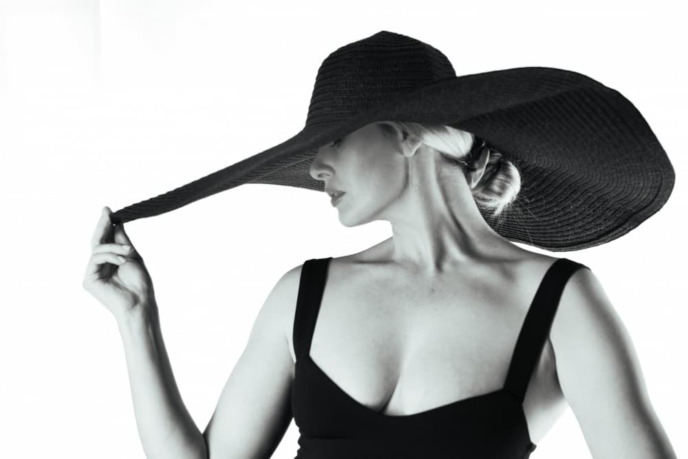 Elegant Woman Black Hat by Colin Dixon — canvas wall art