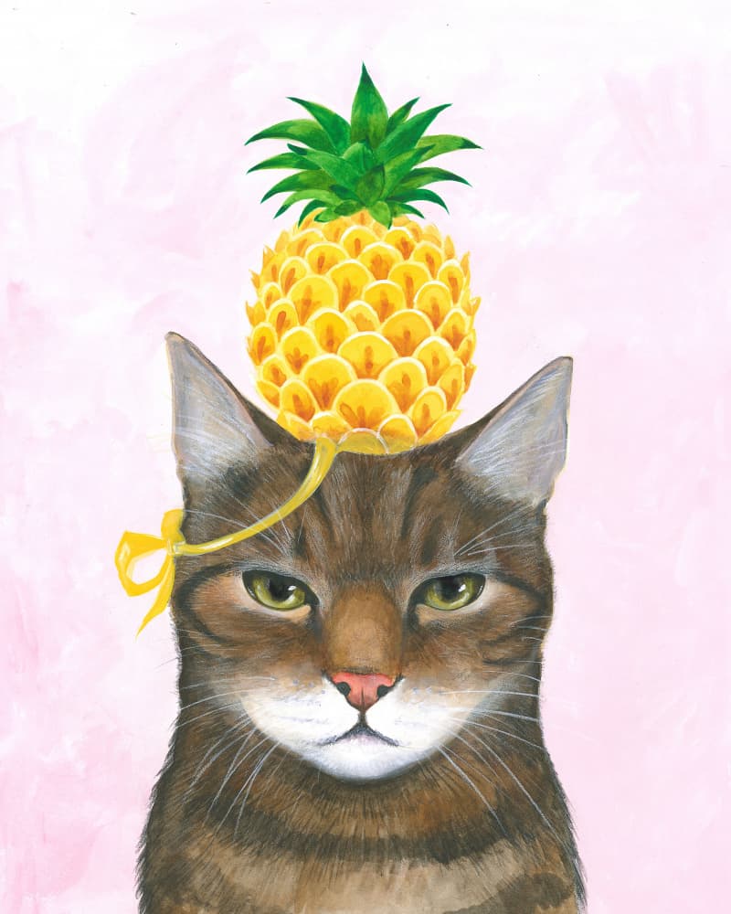 Pineapple Hat on the Cat by Isabelle Brent — canvas wall art