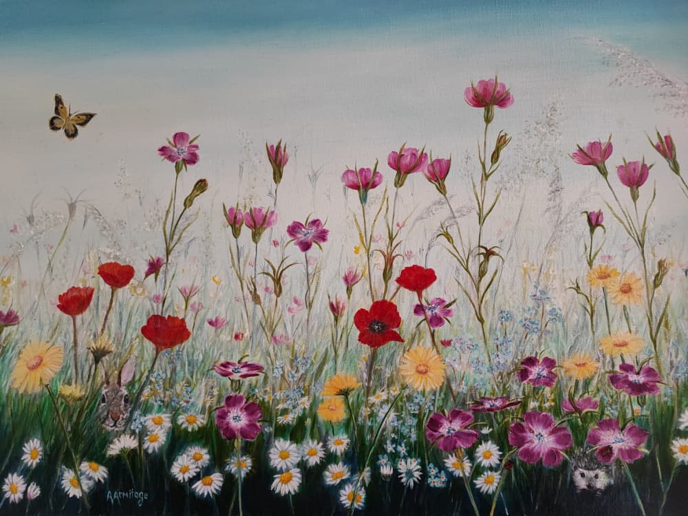Blooming Meadow Friends by Annette Armitage — canvas wall art