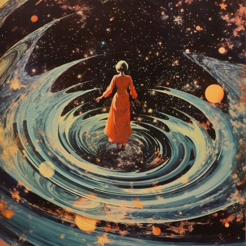 Woman In Cosmic Swirl by Samantha Hearn — canvas wall art