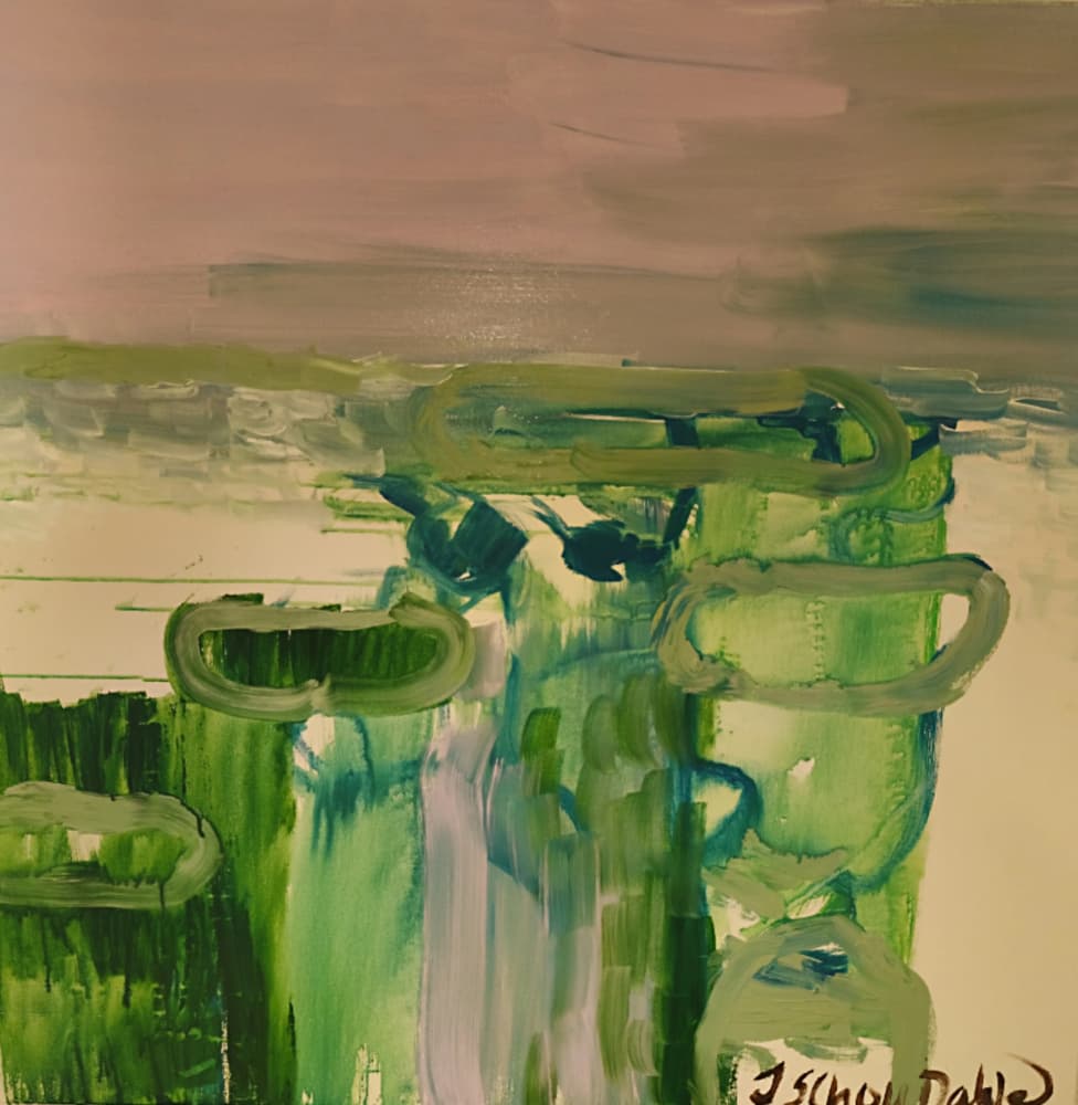Green Abstract Landscape by Joackim Schou Dahle — canvas wall art