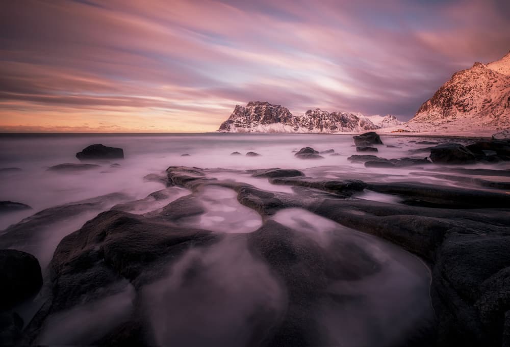 Purple Winter Coast by Leechee Z — canvas wall art
