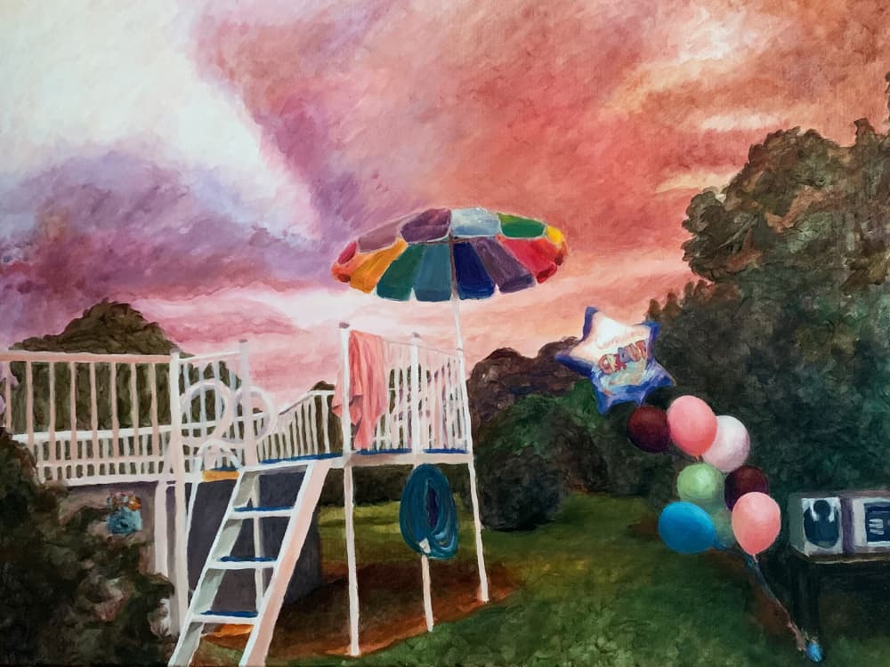 Backyard Birthday Sunset by Pauline Wegman | Key and Sea Creative — canvas wall art