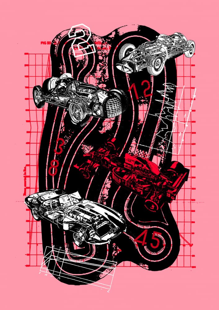 Vintage Race Schematics by Pawel Pacholec — canvas wall art