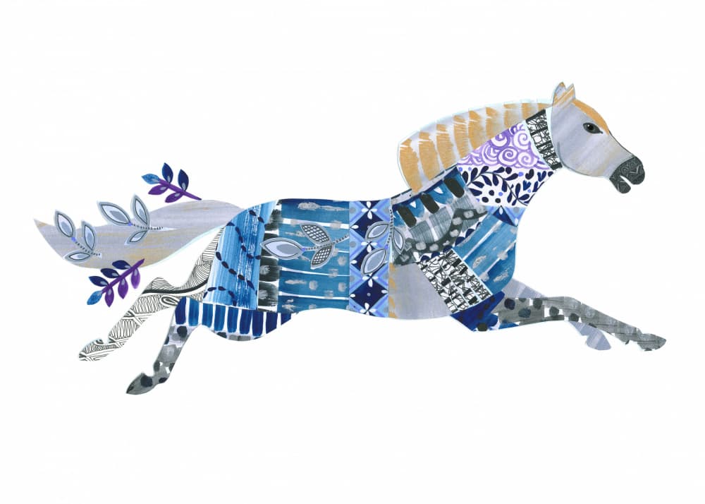 Running Patchwork Horse by Isabelle Brent — canvas wall art