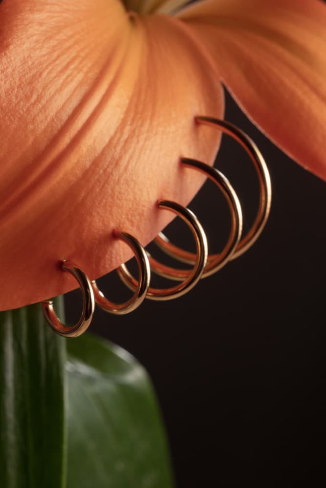 Golden Hoops on Orange Petal by Julia Ramiro — canvas wall art