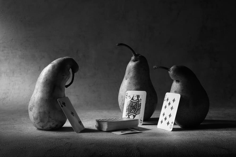 Pears Playing Cards by Victoria Glinka — canvas wall art
