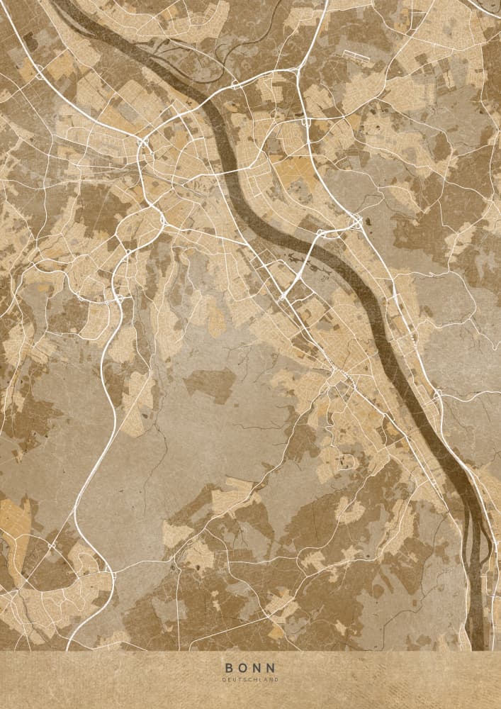Vintage Bonn Map by Rosana Laiz Blursbyai — canvas wall art