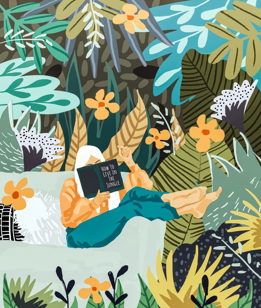 Jungle Reading Retreat by Uma Gokhale — canvas wall art