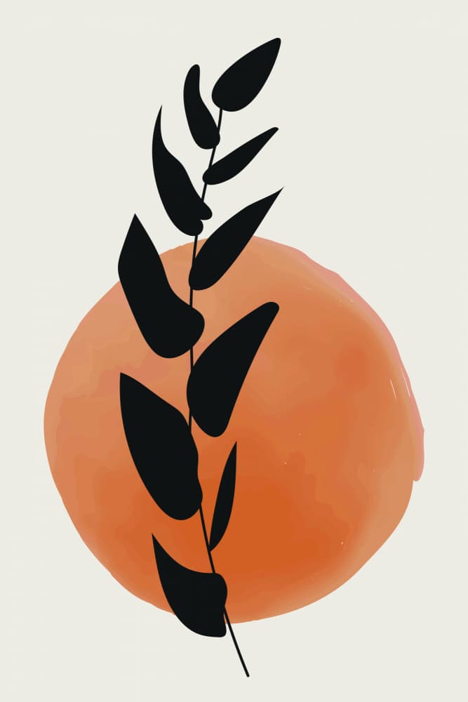 Modern Botanical Orange Circle by jay stanley — canvas wall art