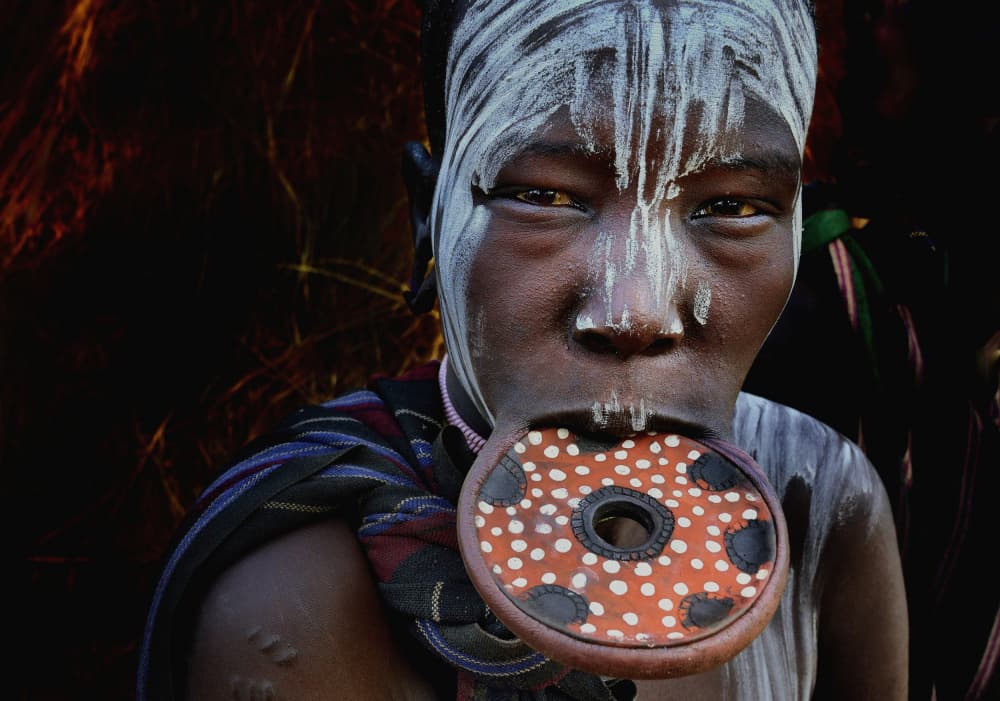African Lip Plate Portrait by Giuseppe DAmico — canvas wall art