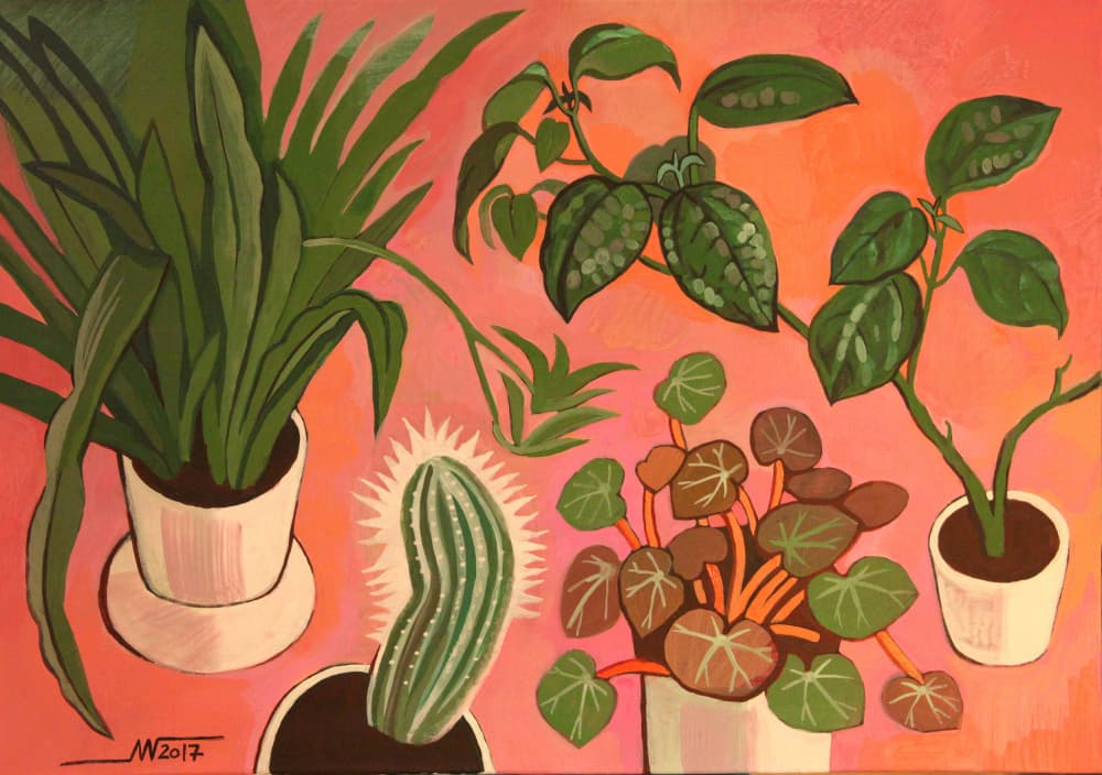 Vibrant Potted Plants by Marina Gorkaeva — canvas wall art