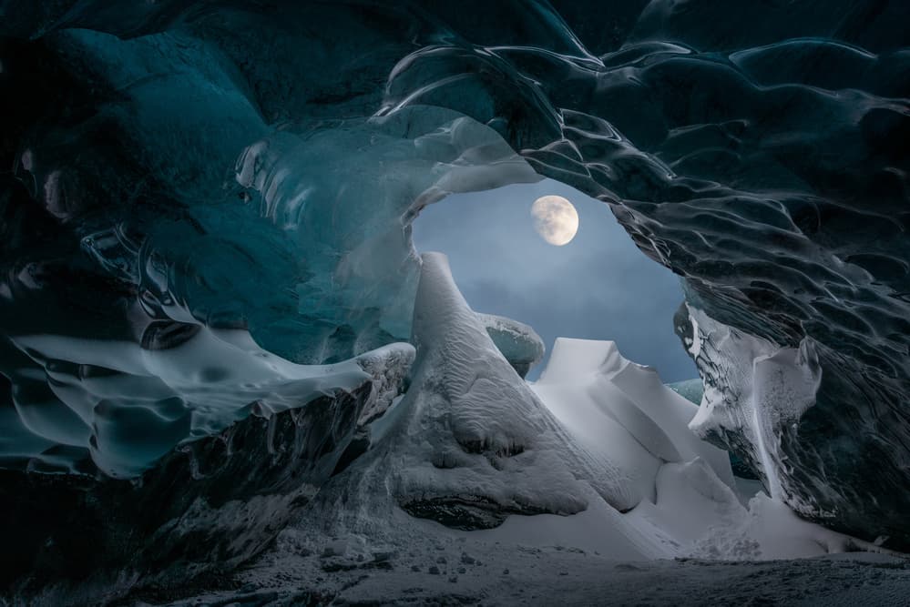 Moonlit Ice Cave by David Martin Castan — canvas wall art