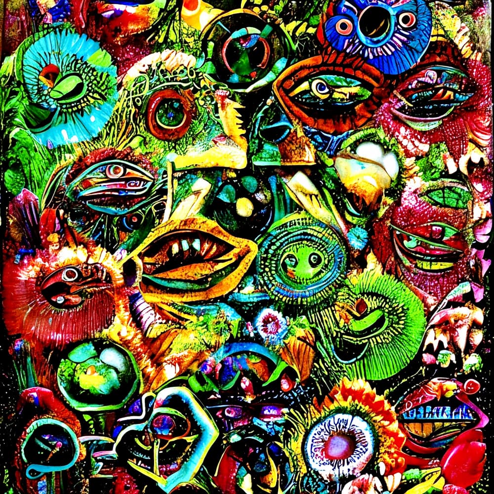 Vibrant Surreal Creatures by mnemonixART — canvas wall art
