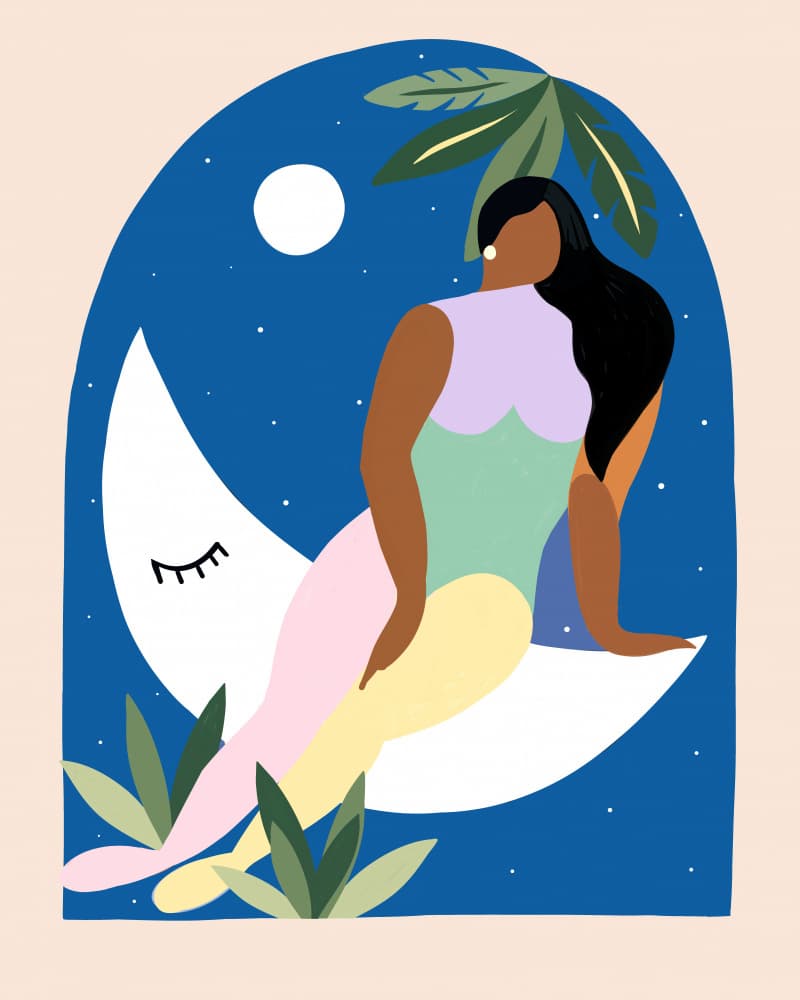 Moonlit Tropical Dream by Uma Gokhale — canvas wall art