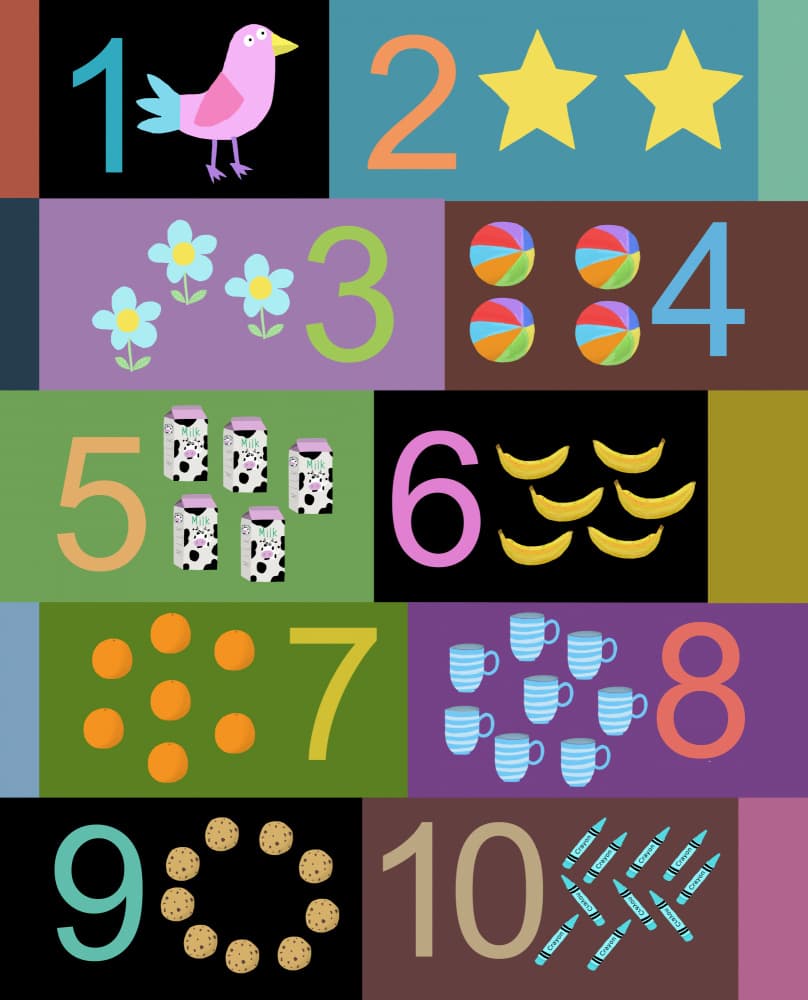 Colorful Number Chart by Carla Daly — canvas wall art