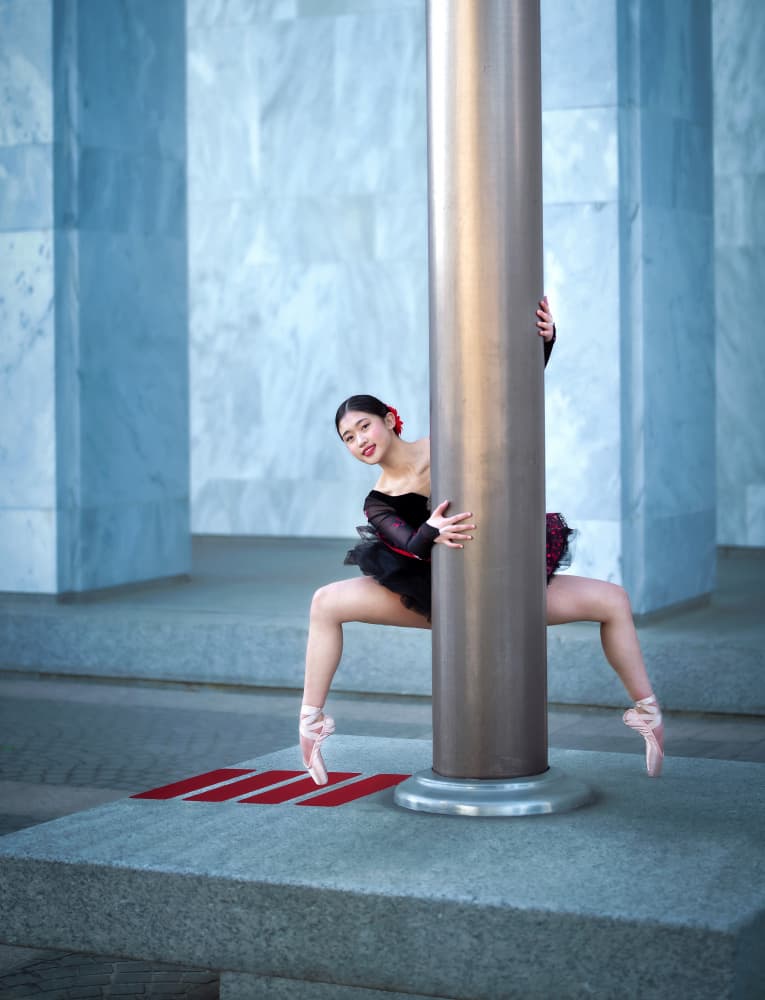 Urban Ballerina Pose by Catherine Wang — canvas wall art