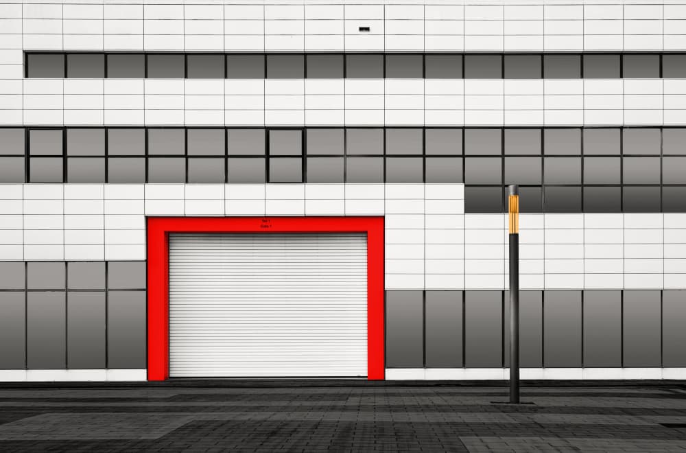 Geometric Red Door by Roland M Schwerdtfeger — canvas wall art