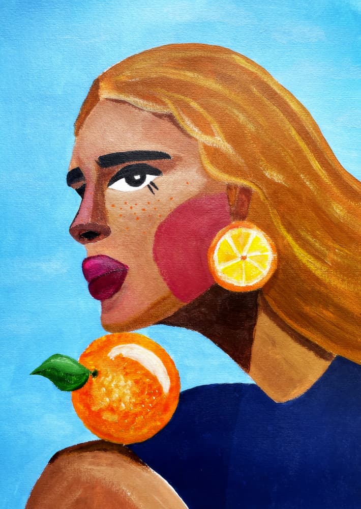 Woman With Orange by Raissa Oltmanns — canvas wall art