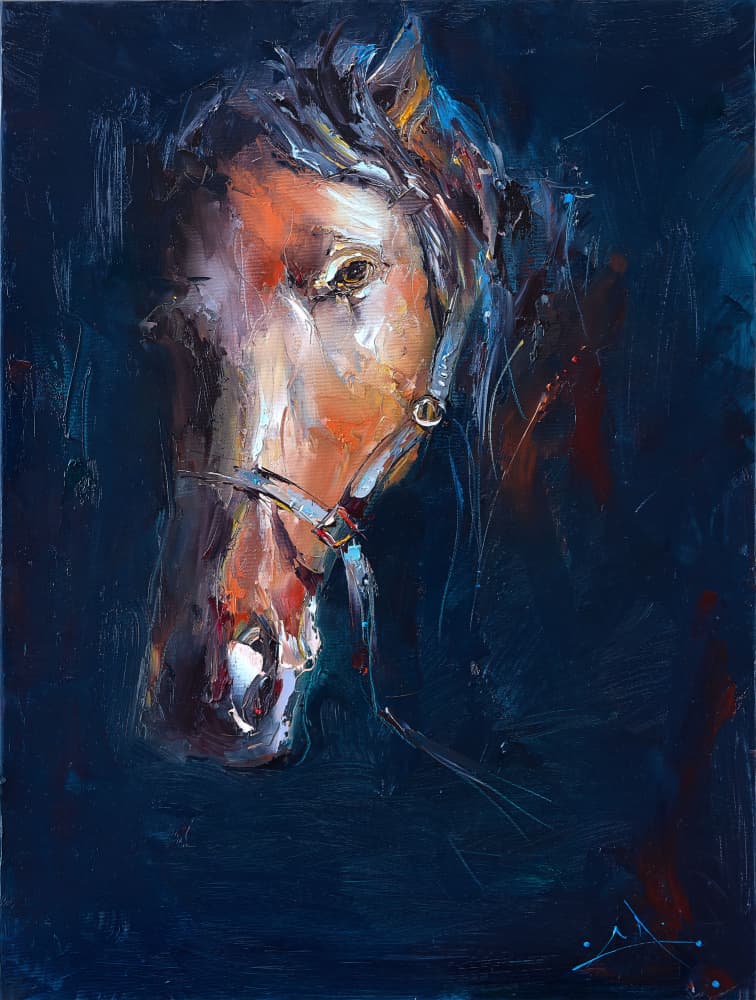 Dark Horse Portrait by Stanislav Lazarov — canvas wall art