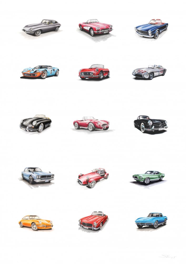 Classic Sports Car Collection by Steve Erwin — canvas wall art