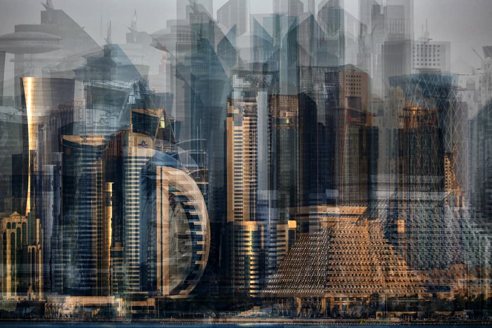 Abstract Cityscape Layers by Hans-Wolfgang Hawerkamp — canvas wall art